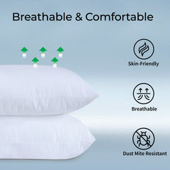 Hotel Quality Pair of Standard Hollow-fiber Filled Pillow, Breathable, Hyperallergenic, Plush Hotel-Style Down Alternative, Medium-Firm Support, Quick bounce back
