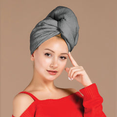 Siesta Zen Premium Combed 100% Cotton Hair Drying Towel Ultra Soft Quick-Dry Turban with Easy Button, Frizz-Free Wrap for Women & Kids, Super Absorbent for Curly, Long & Thick Hair