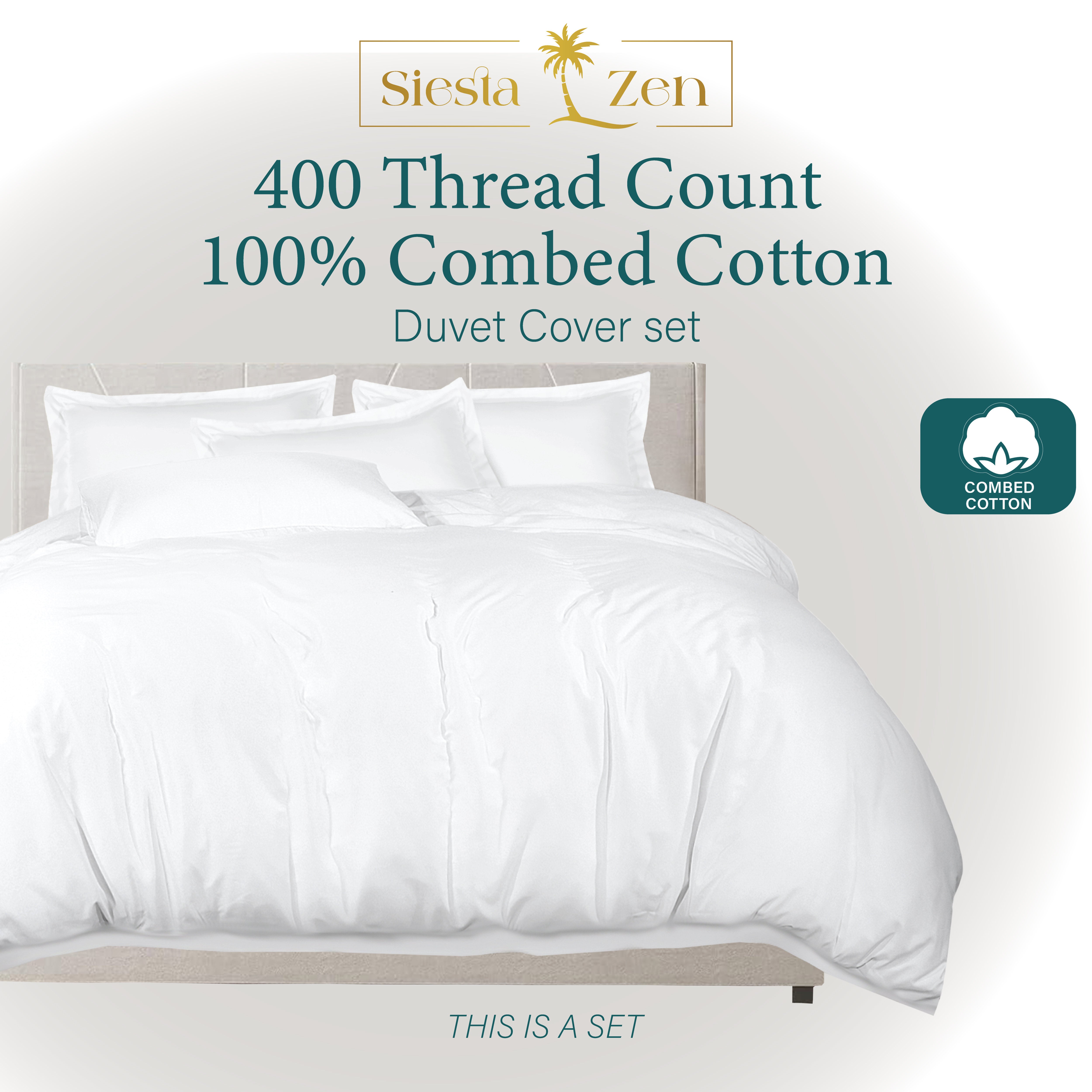 100% Combed Cotton 400 TC Oxford Style Duvet Cover Set with Pillowcases Cotton Sateen Luxury Bedding Breathable Summer Comfort Hotel Quality