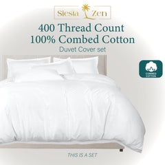 100% Combed Cotton 400 TC Oxford Style Duvet Cover Set with Pillowcases Cotton Sateen Luxury Bedding Breathable Summer Comfort Hotel Quality