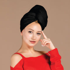 Siesta Zen Premium Combed 100% Cotton Hair Drying Towel Ultra Soft Quick-Dry Turban with Easy Button, Frizz-Free Wrap for Women & Kids, Super Absorbent for Curly, Long & Thick Hair