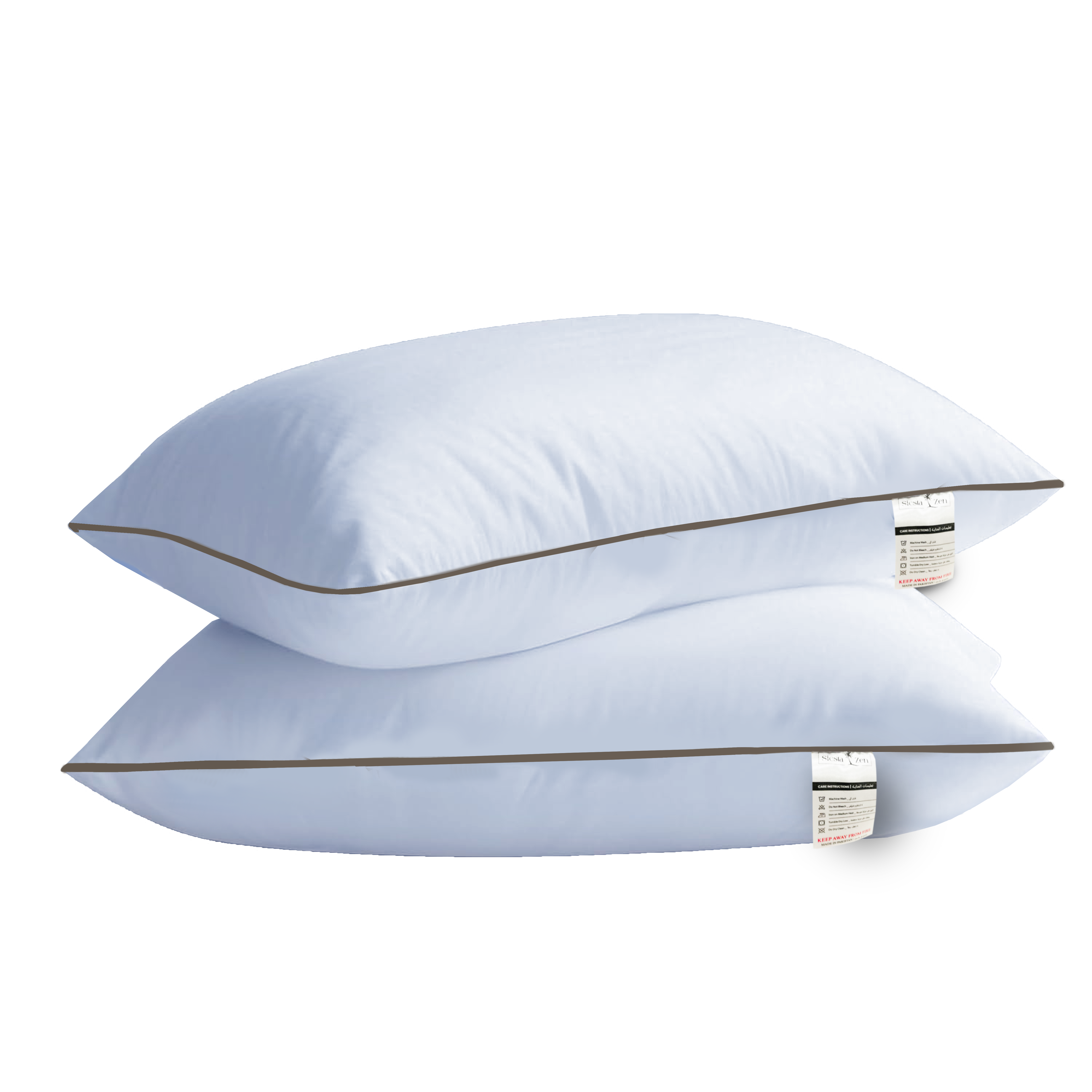 Hotel Quality Pair of Standard Hollow-fiber Filled Pillow, Breathable, Hyperallergenic, Plush Hotel-Style Down Alternative, Medium-Firm Support, Quick bounce back (2, Single Piping Pillow)