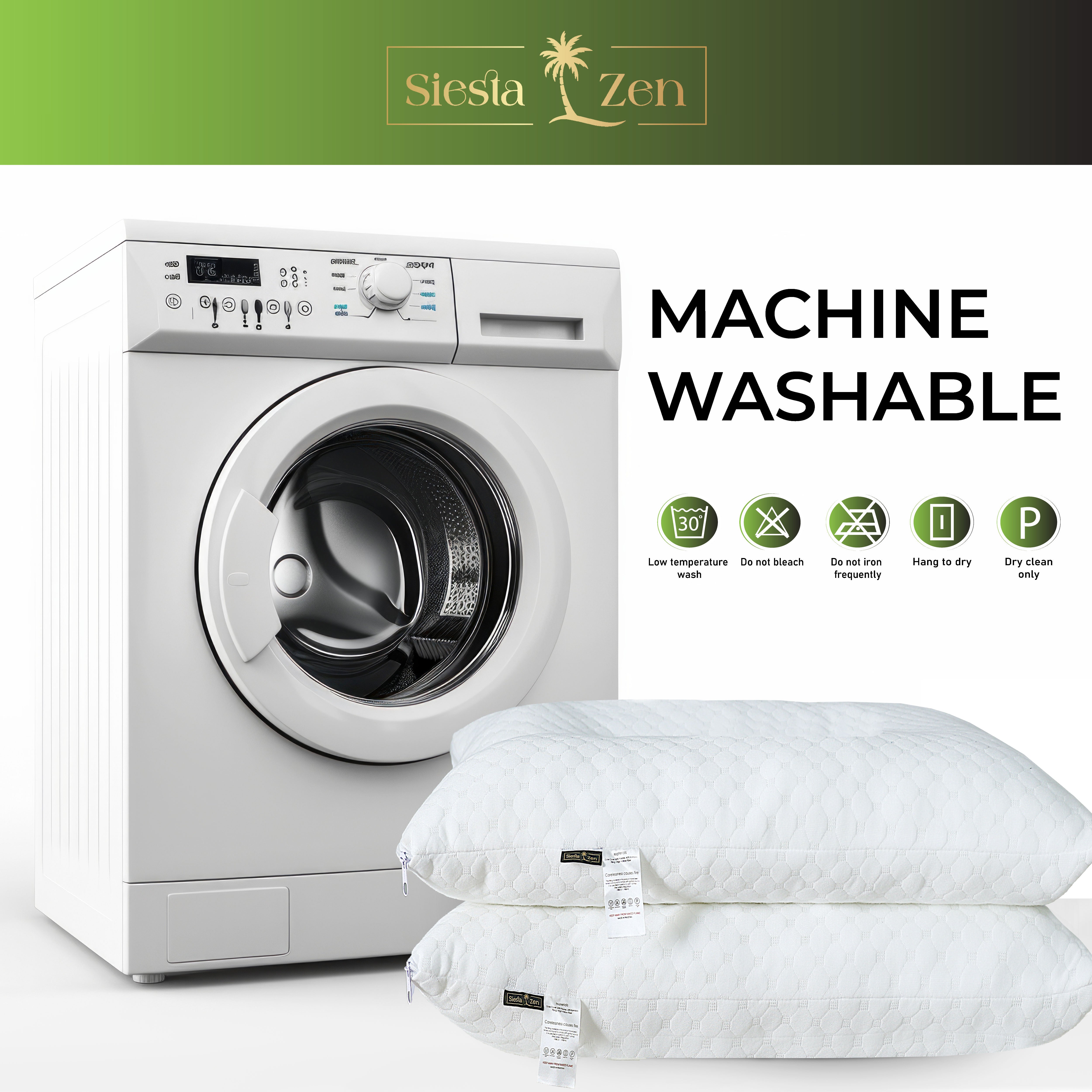 Siesta Zen Gentle Cervical Bamboo Air Flow Neck Support Pillow Filled with Vergin Hollowfiber Odorless, Ergonomic Contour Design for Neck & Spine Alignment Soft, Hypoallergenic (2, Standard Size)