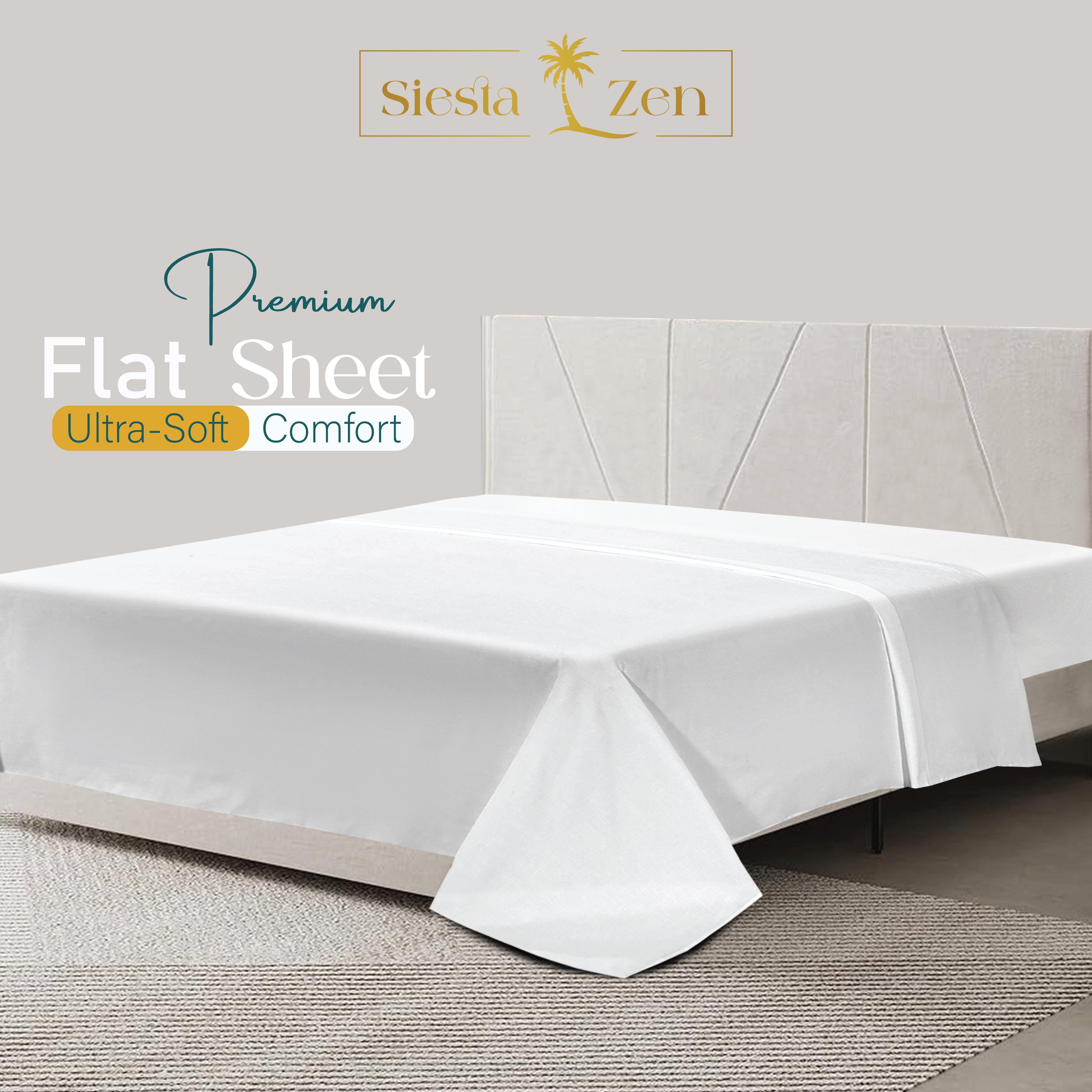 100% Cotton Sateen 400 Thread Count Flat Bed Sheet  Soft & Breathable Luxury Top Sheet Wrinkle-Resistant Hotel Bedding Smooth Finish & Easy Care