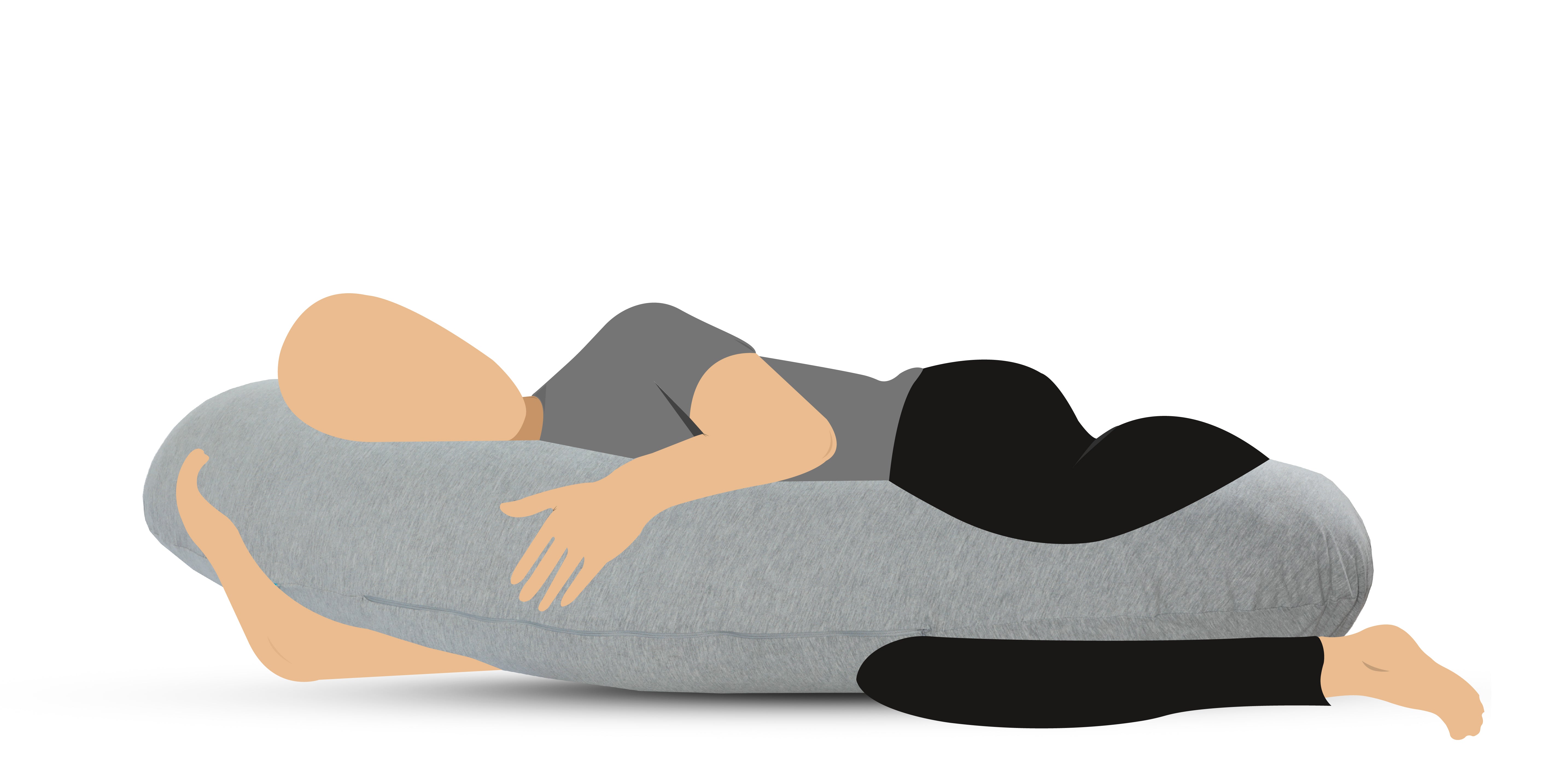 Siesta Zen® Full Long Body Women Pregnancy Support Pillow, Soft & Fluffy U-Shaped Maternity Pillow,Side Sleeper Adults Large size, Filled hollowfiber with Removable Jersey zipper Cover (Grey)