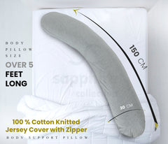 Siesta Zen® Full Long Body Women Pregnancy Support Pillow, Soft & Fluffy U-Shaped Maternity Pillow,Side Sleeper Adults Large size, Filled hollowfiber with Removable Jersey zipper Cover (Grey)